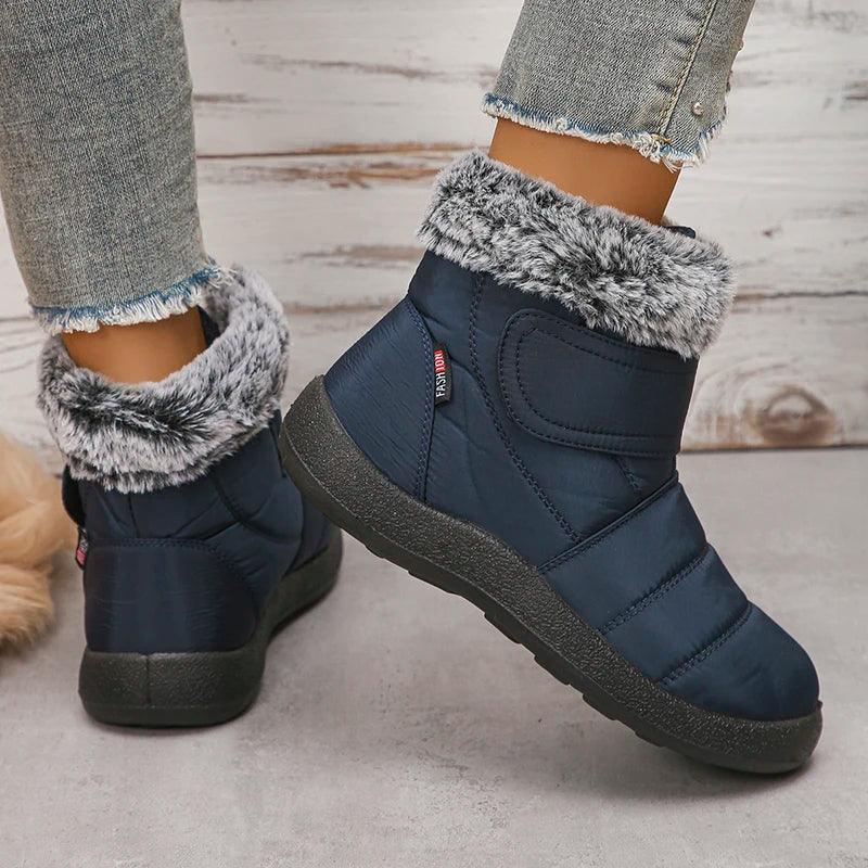 Waterproof Faux Fur Snow Boots - Warm Winter Ankle Boots for Women - Dhavinci