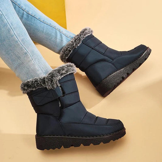 Waterproof Faux Fur Snow Boots - Plus Size Ankle Boots for Women - Dhavinci