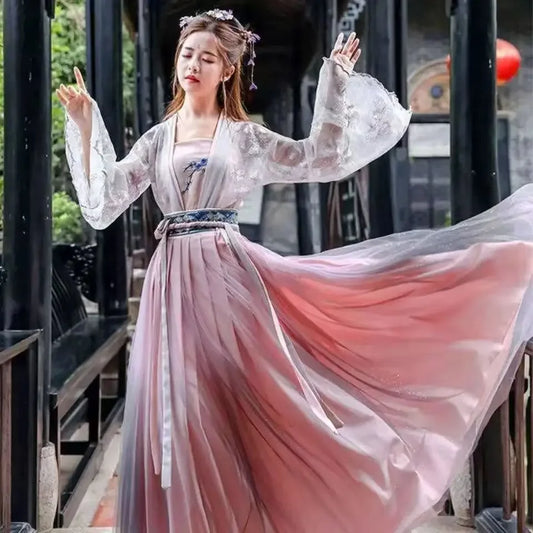 Traditional Flower Hanfu Dress | Women’s Tang Dynasty Costume - Dhavinci