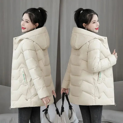 Winter Fashion Hooded Parka | Women’s Mid-Length Cotton Jacket