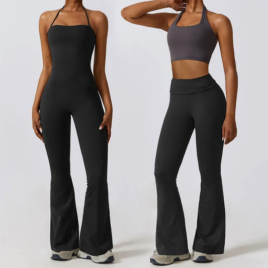 Sports Jumpsuit for Women | Flare Pants One-Piece Yoga Suit & Gym Outfit - Dhavinci