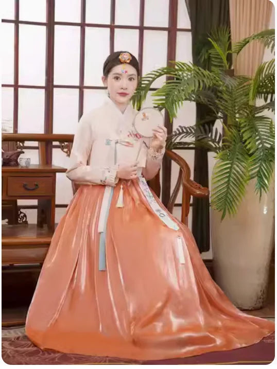 Hanbok Dance Performance Dress | Korean Ethnic Minority Clothing - Dhavinci