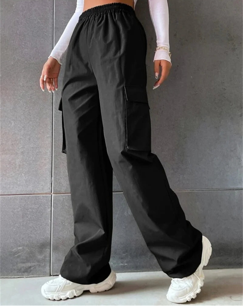 High Street Vintage Pants | Women’s High-Waist Cargo Trousers - Dhavinci