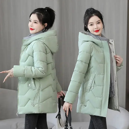 Winter Fashion Hooded Parka | Women’s Mid-Length Cotton Jacket