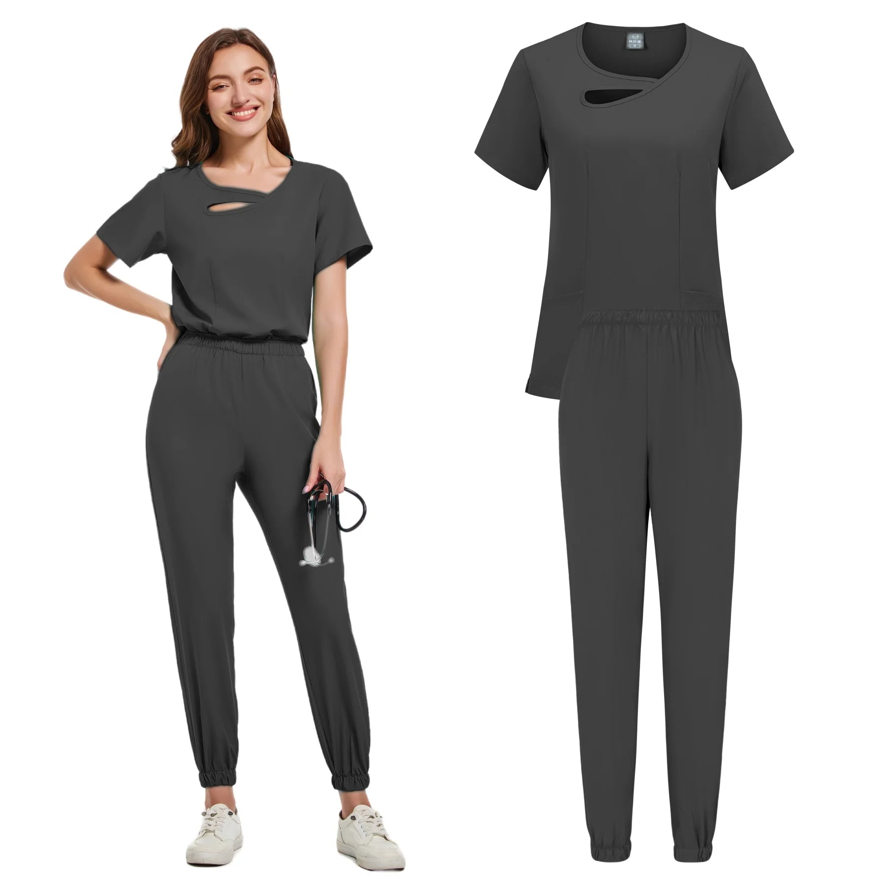 New Scrubs Set Medical Uniforms Stretch Scrub Tops With Pocket Pants Nurse Uniform Doctor Surgery Overalls Beauty Salon Workwear - Dhavinci