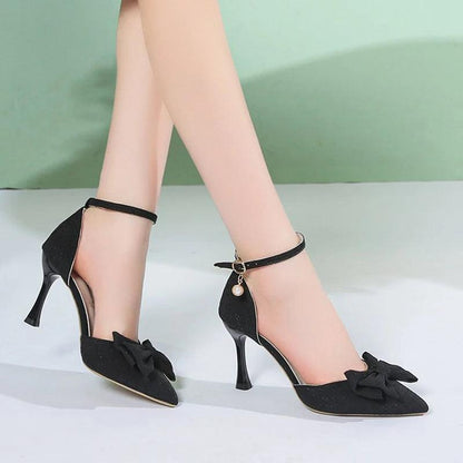 Fashion Bowknot Ankle Strap Pumps for Women - Silk Super High Heels - Dhavinci