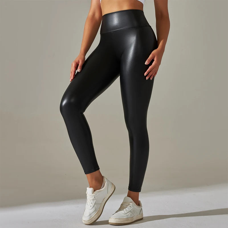 Oversized Faux Leather Leggings | Women’s High-Waisted Yoga Pants