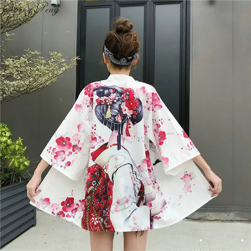 Japanese kimono traditional yukata women kimono cosplay kimono femme traditional japanese kimonos kimono girl Beach Haori V730 - Dhavinci