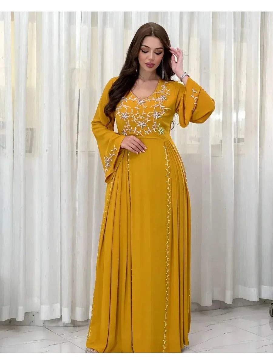 Eid Muslim Abaya for Women | Embroidered Party Dresses & Kaftan - Dhavinci