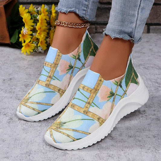 Slip-On Print Platform Sneakers for Women | Breathable Non-Slip Casual Shoes - Dhavinci