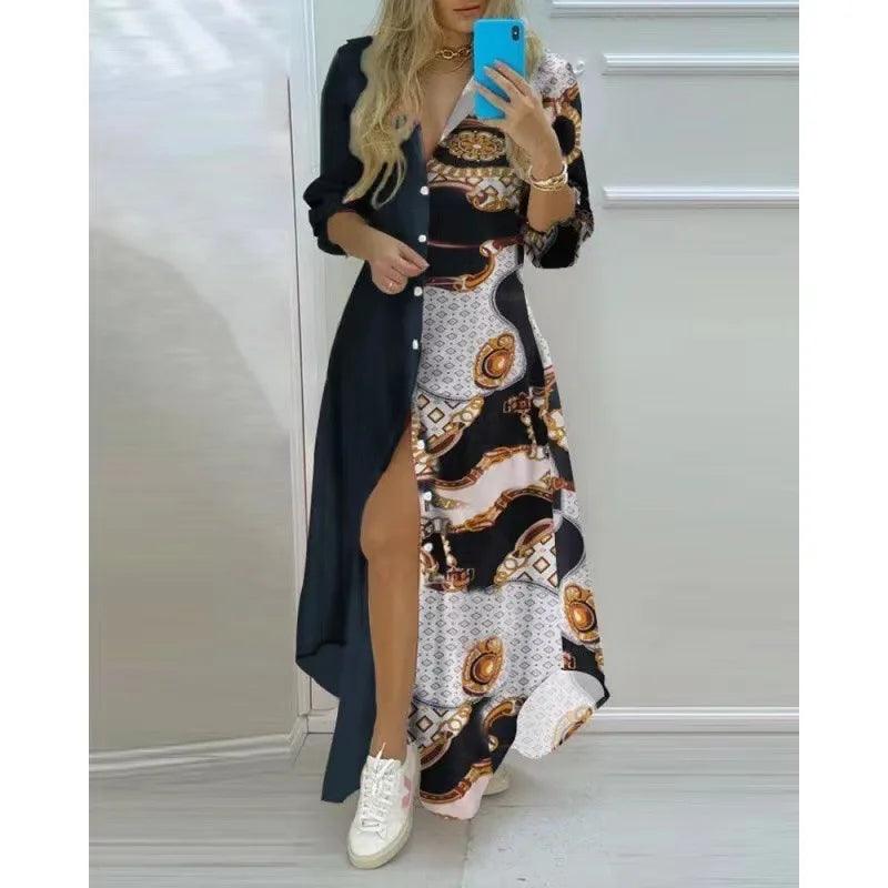 Boho Printed Long Shirt Dress | Casual Maxi Dresses for Women - Dhavinci