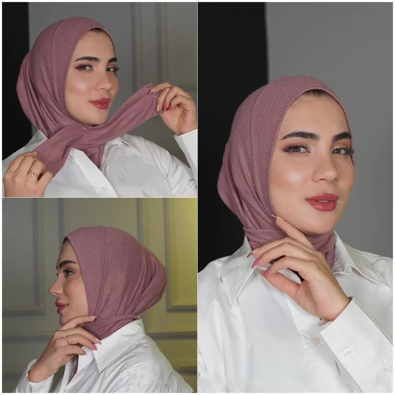 Muslim Jersy Hijab Scarf White Abaya Hijabs For Woman Jersey Abayas Women Islamic Dress Head Wrap Turbans Instant Crinkle Turban - Dhavinci