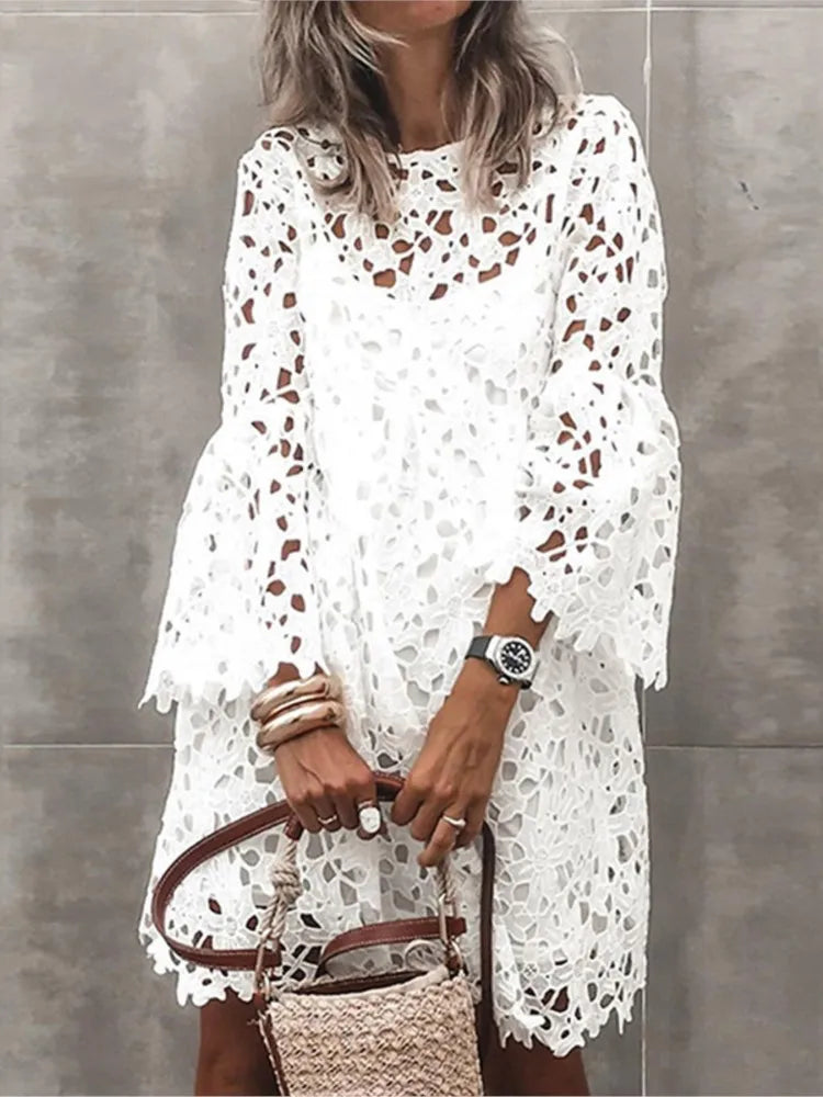 Ethnic Style Lace Dress | Women’s Printed Long Sleeve Casual Skirt - Dhavinci