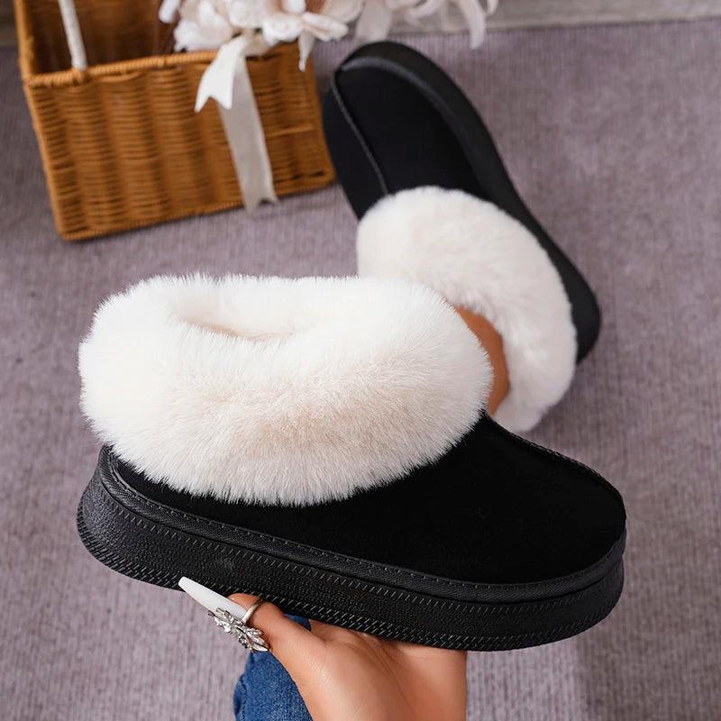 Faux Fur Winter Snow Boots for Women | Warm Suede Ankle Boots - Dhavinci