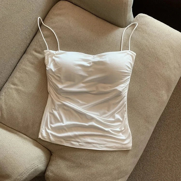 Summer Camis Tank Tops Women Thin Strap Bra Tanks For Woman Solid Color Casual Korean Style Female Top - Dhavinci