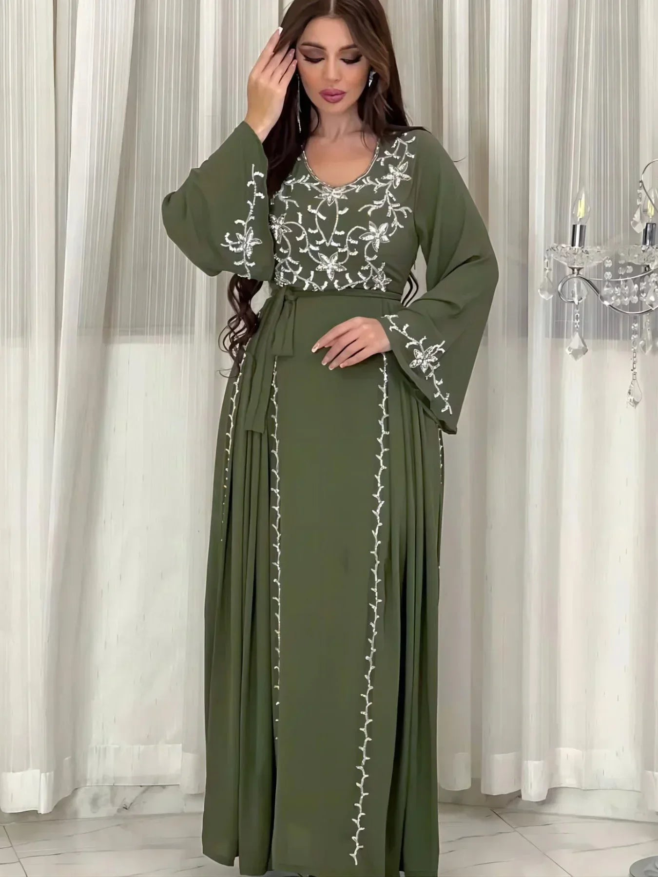 Eid Muslim Abaya for Women | Embroidered Party Dresses & Kaftan - Dhavinci