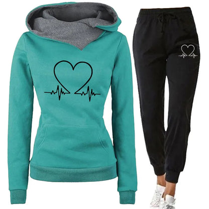 Women's Tracksuit for Autumn & Winter | Warm Hooded Sweatshirt & Jogging Sweatpants - Dhavinci