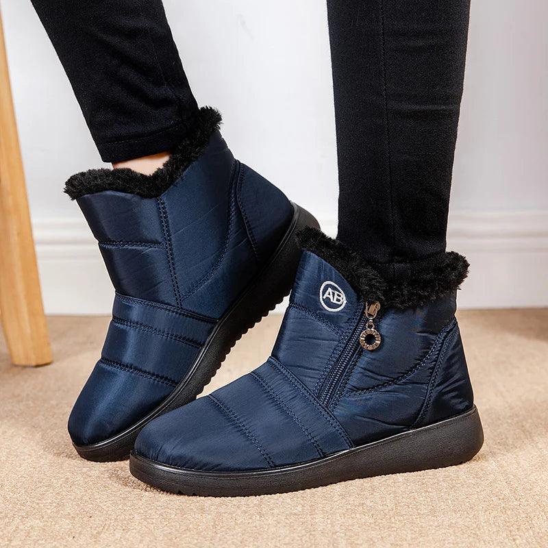 Waterproof Snow Boots - Faux Fur Plush Ankle Boots for Women - Dhavinci