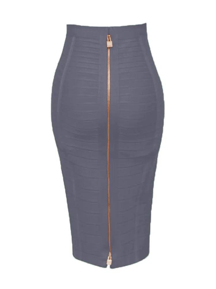 Plus Size Bandage Skirt for Women | Sexy Zipper A-Line in 13 Colors - Dhavinci