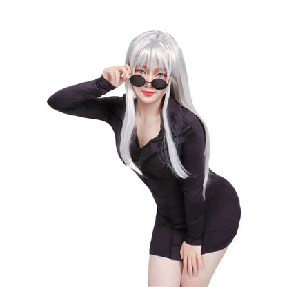 WENAM Gojo Satoru Cosplay Men Uniform Halloween Costumes for Women Cosplay Stretchy Fabric Purple Sexy Dress with Glasses Set - Dhavinci