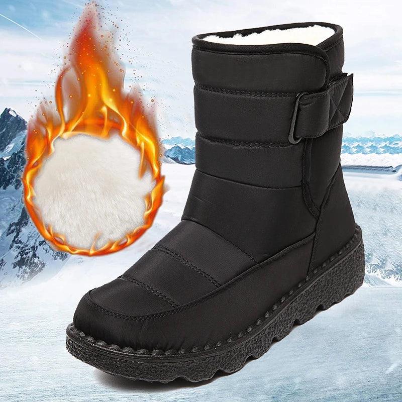 Non-Slip Waterproof Snow Boots - Plush Winter Ankle Boots for Women - Dhavinci