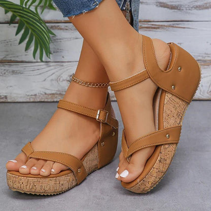 Women’s Clip Toe Wedge Sandals - Summer Gladiator Style - Dhavinci