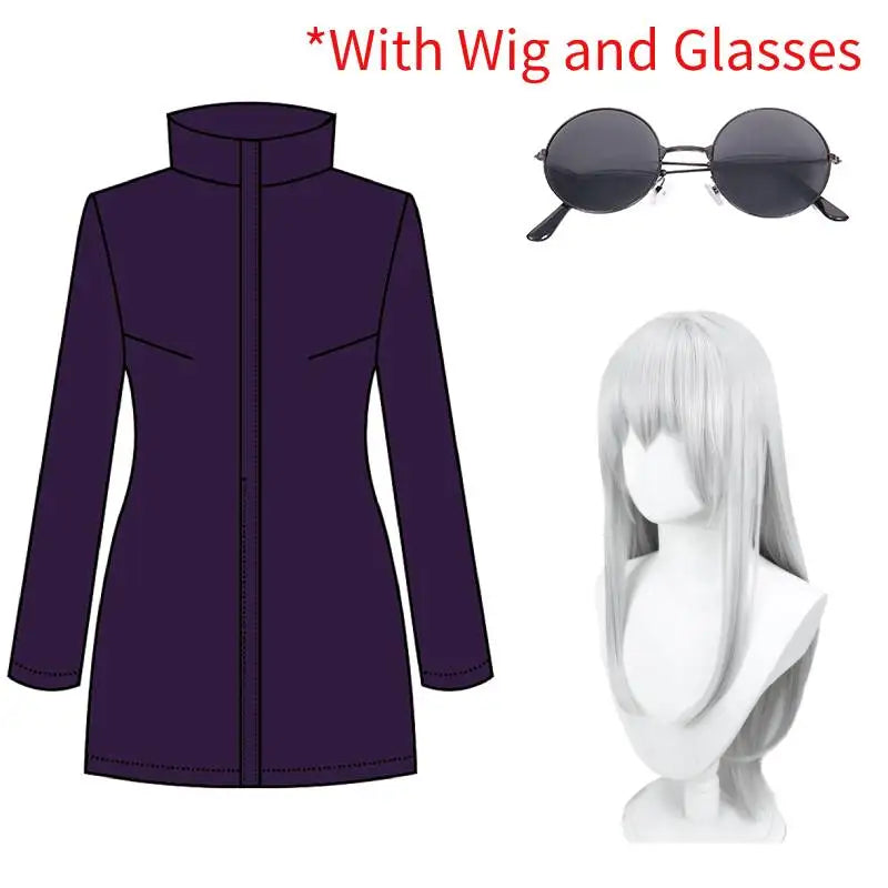 WENAM Gojo Satoru Cosplay Men Uniform Halloween Costumes for Women Cosplay Stretchy Fabric Purple Sexy Dress with Glasses Set - Dhavinci