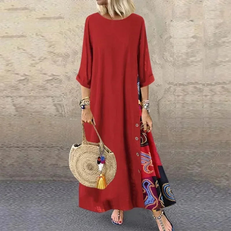 Fashion Loose Maxi Dress Women Ethnic Style Boho Long Dresses Vestidos Casual Summer Vintage Thin Woman Clothes Robe Femme - Dhavinci