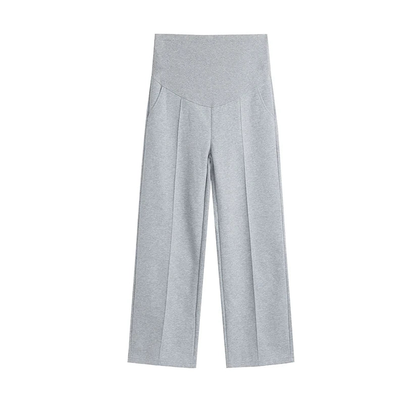 Autumn Maternity Wide-Leg Pants | High-Waist Loose Belly Trousers - Dhavinci