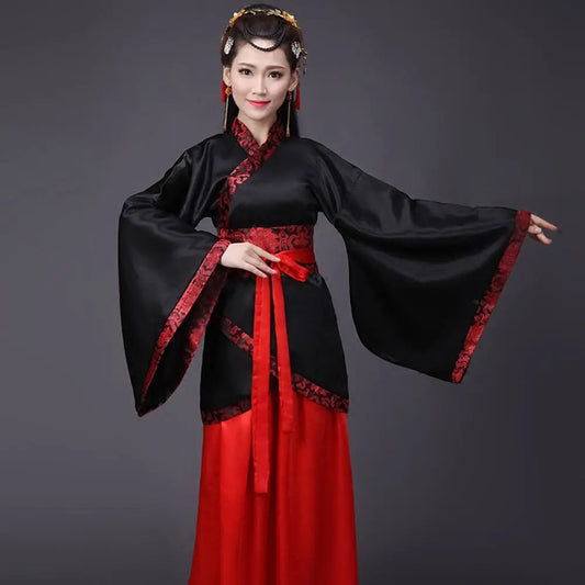 Long Sleeves Hanfu Long Dress Patchwork Ancient Style Chinese Traditional Costumes Performance Skirt Cheongsam Chinese Tang Suit - Dhavinci