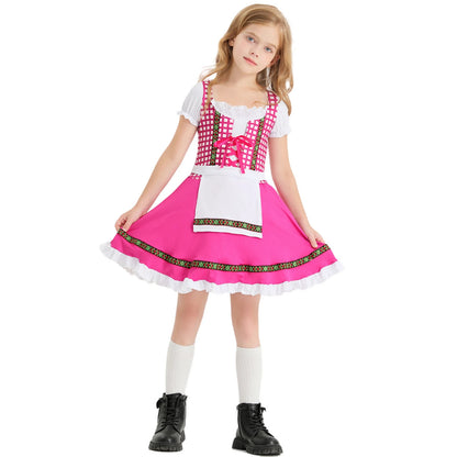 Oktoberfest Beer Kid Girls Costume Traditional German Fraulein Bavarian Dirndl Dress Child - Dhavinci