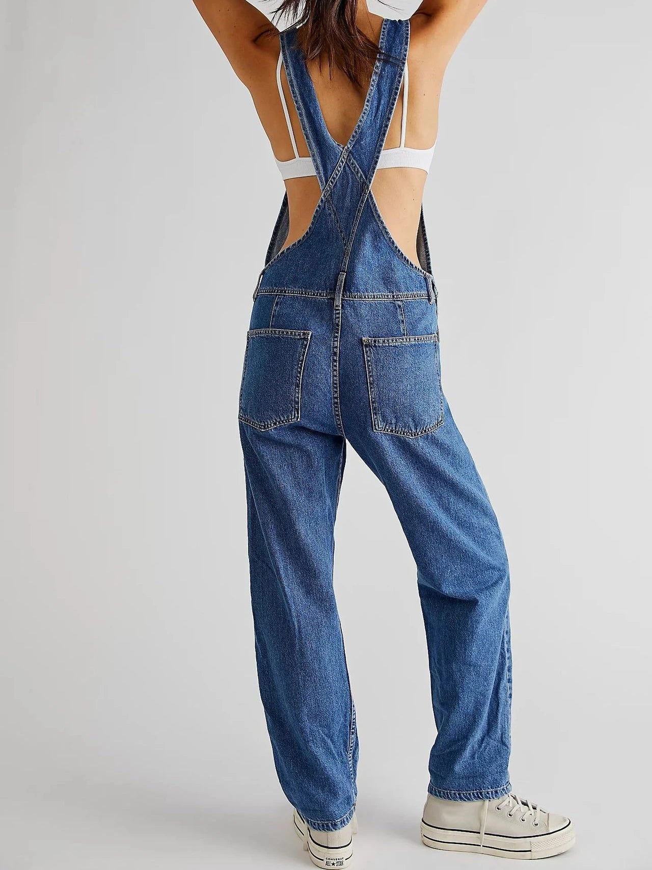 Blue Denim Overalls Jumpsuit Rompers Women Belted Hole Hollow Out E-girl Casual Work Pants Hot Y2k Jeans Long Pants Streetwear - Dhavinci