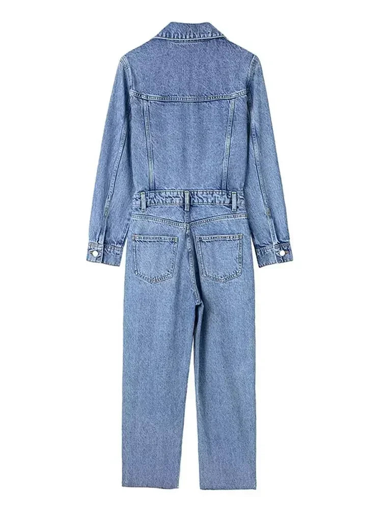 Women's Denim Jumpsuit | Long Sleeve Y2K Overalls for 2025 - Dhavinci