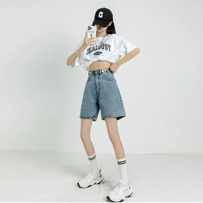 Belted Denim Shorts for Women | Y2K Vintage Streetwear Summer Shorts - Dhavinci