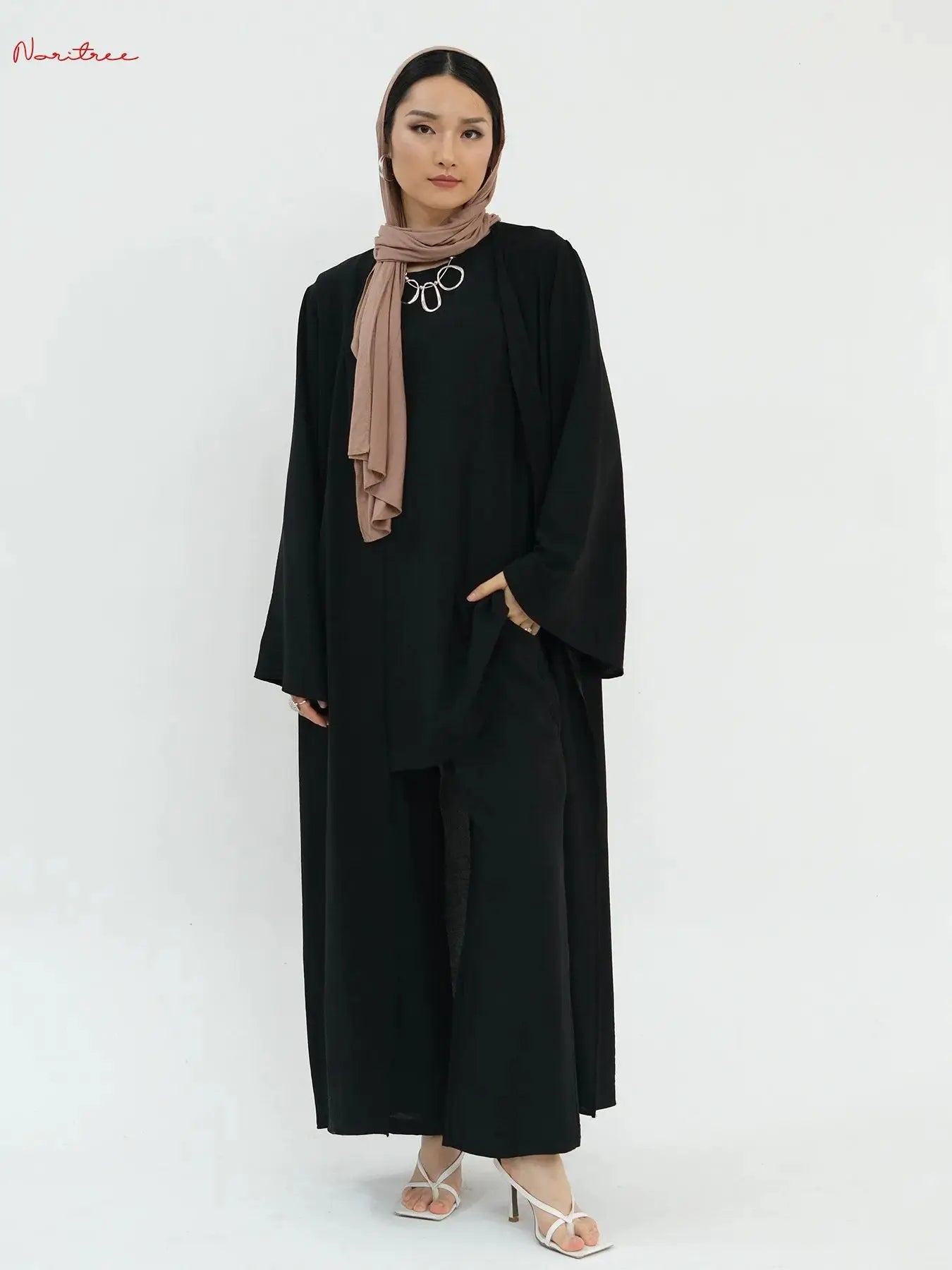 3-Piece Ramadan Eid Djellaba Suit | Embroidered Abaya Set - Dhavinci