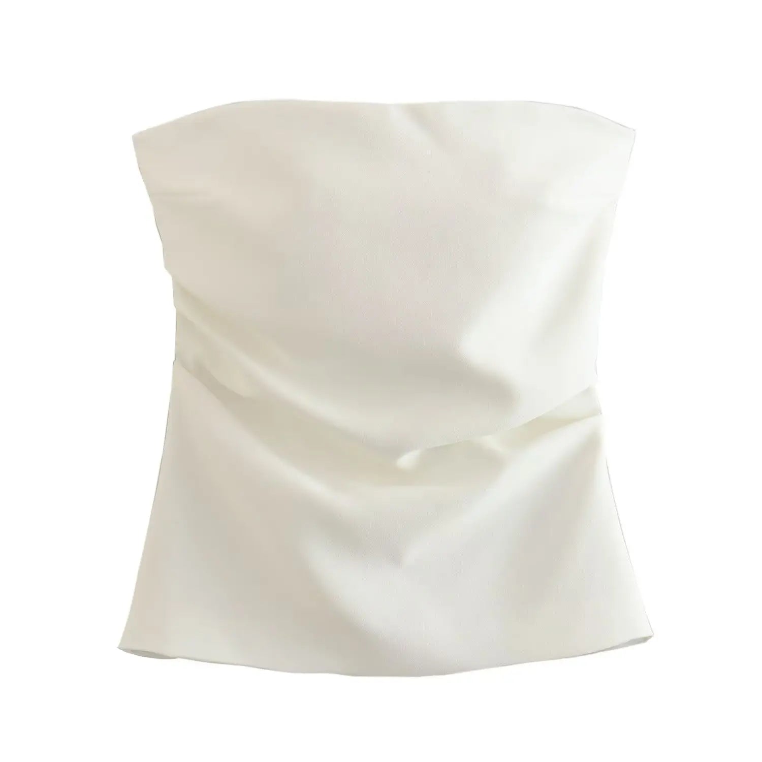 Women’s Strapless Sleeveless Blouse | Chic Summer Back-Zip Crop Top - Dhavinci