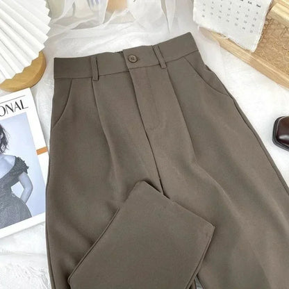 Black Suit Harem Pants for Women | High-Waist Elastic Casual Office Trousers - Dhavinci