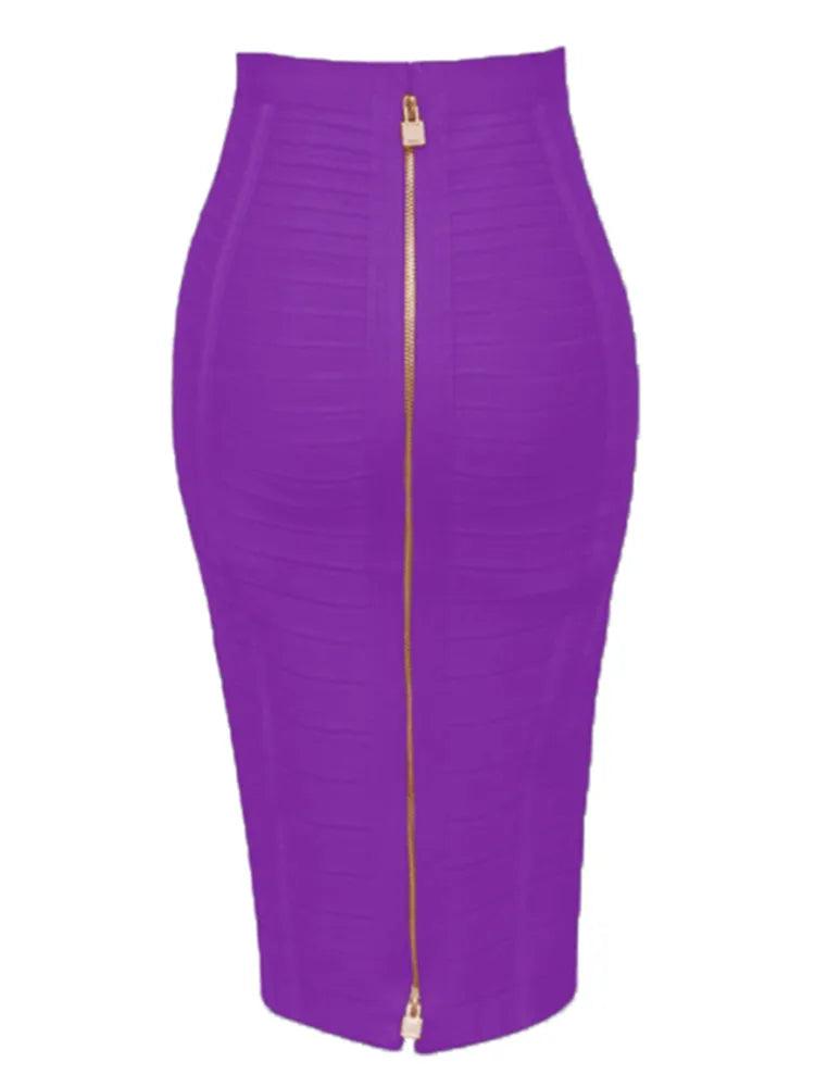 Plus Size Bandage Skirt for Women | Sexy Zipper A-Line in 13 Colors - Dhavinci