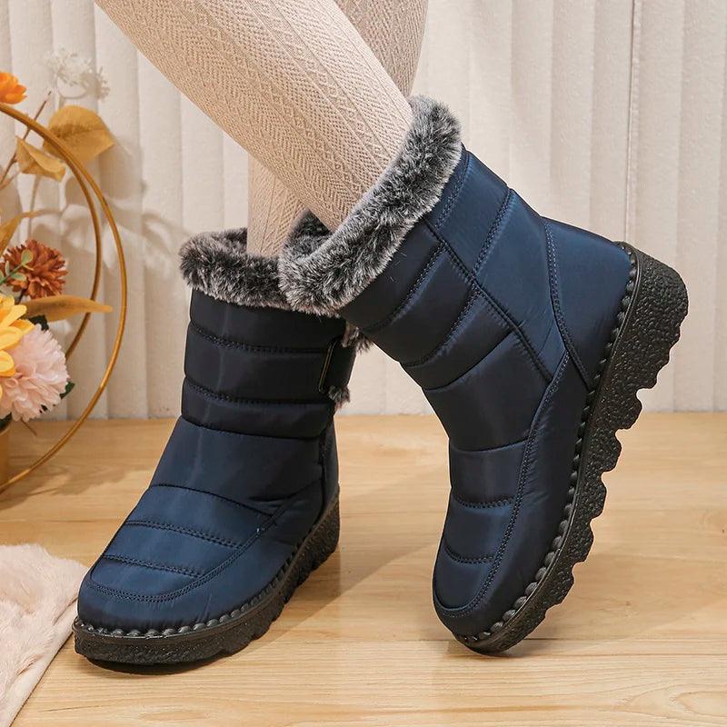 Women’s Waterproof Snow Boots | Plush Faux Fur Winter Boots - Dhavinci