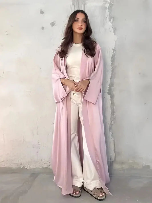 Palestine Muslim Kaftan Dress | Satin Kimono Abaya for Women - Dhavinci