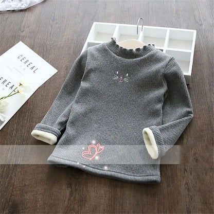 Fashion Girls Sweater 2024 | Cartoon Kids Winter Velvet Top - Dhavinci