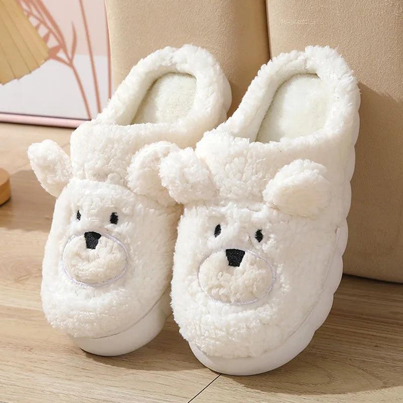 Plush Winter Home Slippers for Women | Soft Baby Bear Non-Slip Fur Slides - Dhavinci