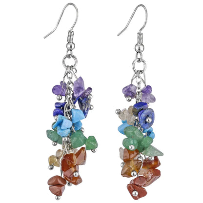 Bohemian Crystal Grape Earrings | Irregular Stone Tassel Jewelry