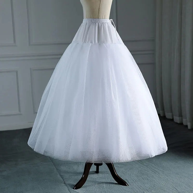 White Tulle Petticoat for A Line Style Wedding Dress 4-8 Layers No Hoops Bridal Wedding Accessories Long Petticoats Underskirt - Dhavinci