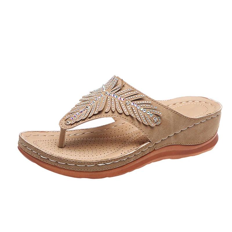 Thick Bottom Crystal Flip Flops for Women | Comfortable Beach Platform Slippers - Dhavinci