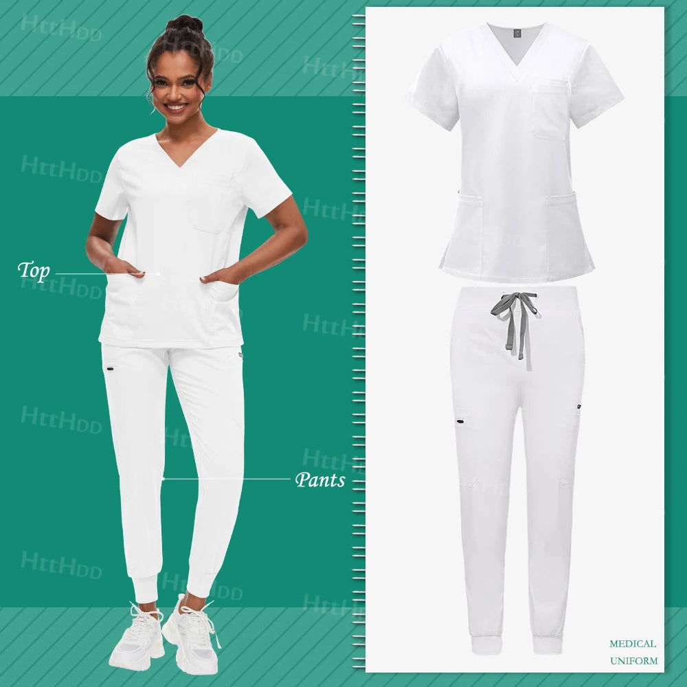 Scrub Sets Uniform Women Joggers Hospital Accessories Medical Surgical Gown Pharmacy Healthcare Work Wear Unisex Mens Scrub Soft - Dhavinci