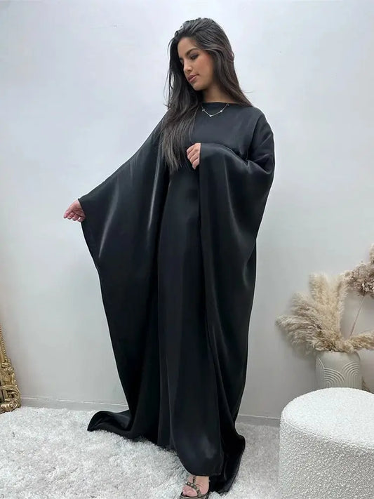 Luxury Ramadan Eid Satin Batwing Abaya | 2025 Muslim Maxi Kaftan - Dhavinci