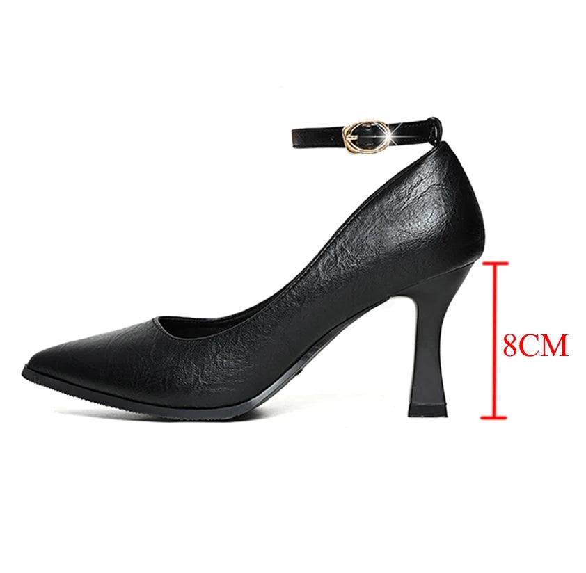 Classic Black Thin Heels Pumps for Women - Pointed Toe Office Shoes - Dhavinci