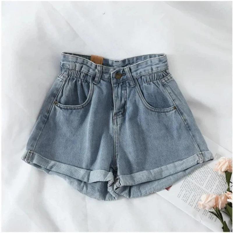 Korean Retro High-Waist Loose Denim Shorts for Women | Summer Casual Hot Pants - Dhavinci