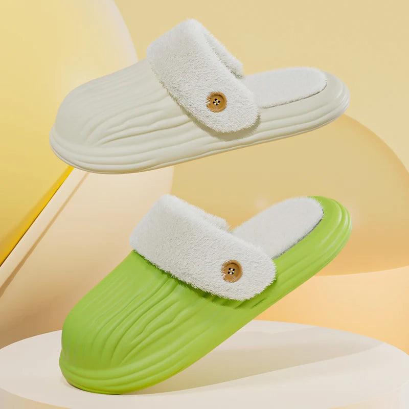 Waterproof Warm Cotton Slippers for Women | Non-Slip Indoor Slides - Dhavinci